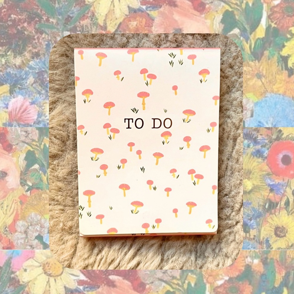 🏷️ pink cottagecore mushroom 🍄 sticky notes in to do binder folder